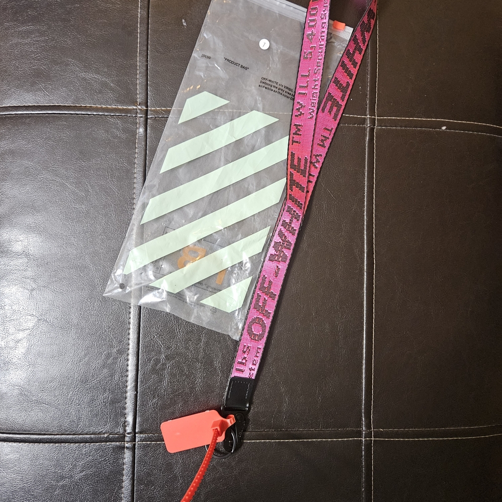 Off-White Neon Pink and Black Lanyard
